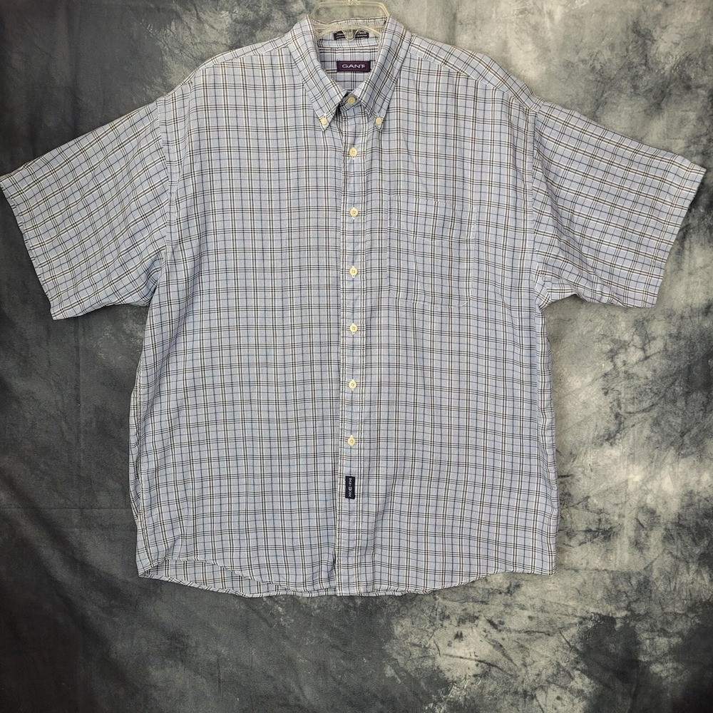 Gant Heritage Twill Shirt Mens SZ XL Short Sleeve Plaid